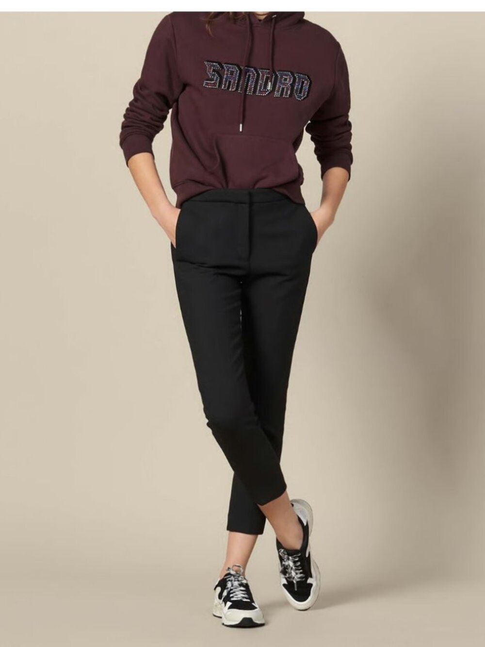 Sandro Plain Darted Trousers in Black
